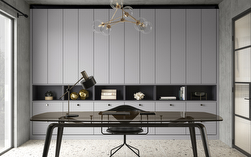 Aspen light grey and anthracite fitted office with contrasting cabinetry