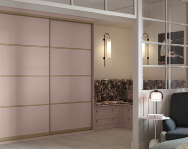 Sliding wardrobe doors in peony pink