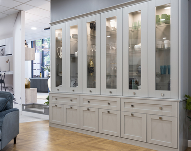 Croft fitted storage unit in living room setting in Nottingham showroom