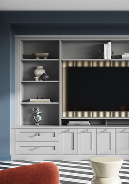 Elemore fitted living room furniture in dove grey finish