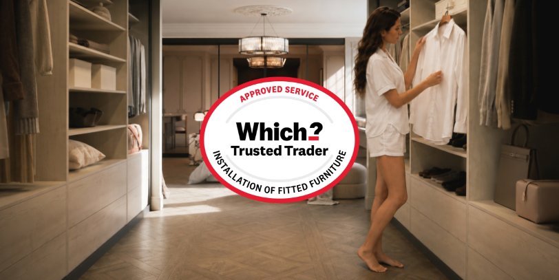 Which trusted trader banner over an image of the walk in wardrobe
