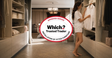 Which trusted trader banner over an image of the walk in wardrobe