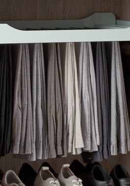 Pull out trouser rail wardrobe storage