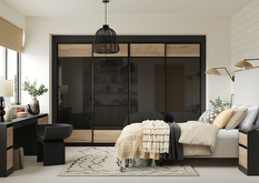 sliding noir wardrobe doors with tuscan oak