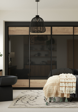 sliding noir wardrobe doors with tuscan oak