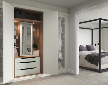 Langton white bedroom walk in wardrobe