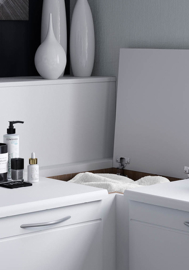 Corner linen bin storage solution