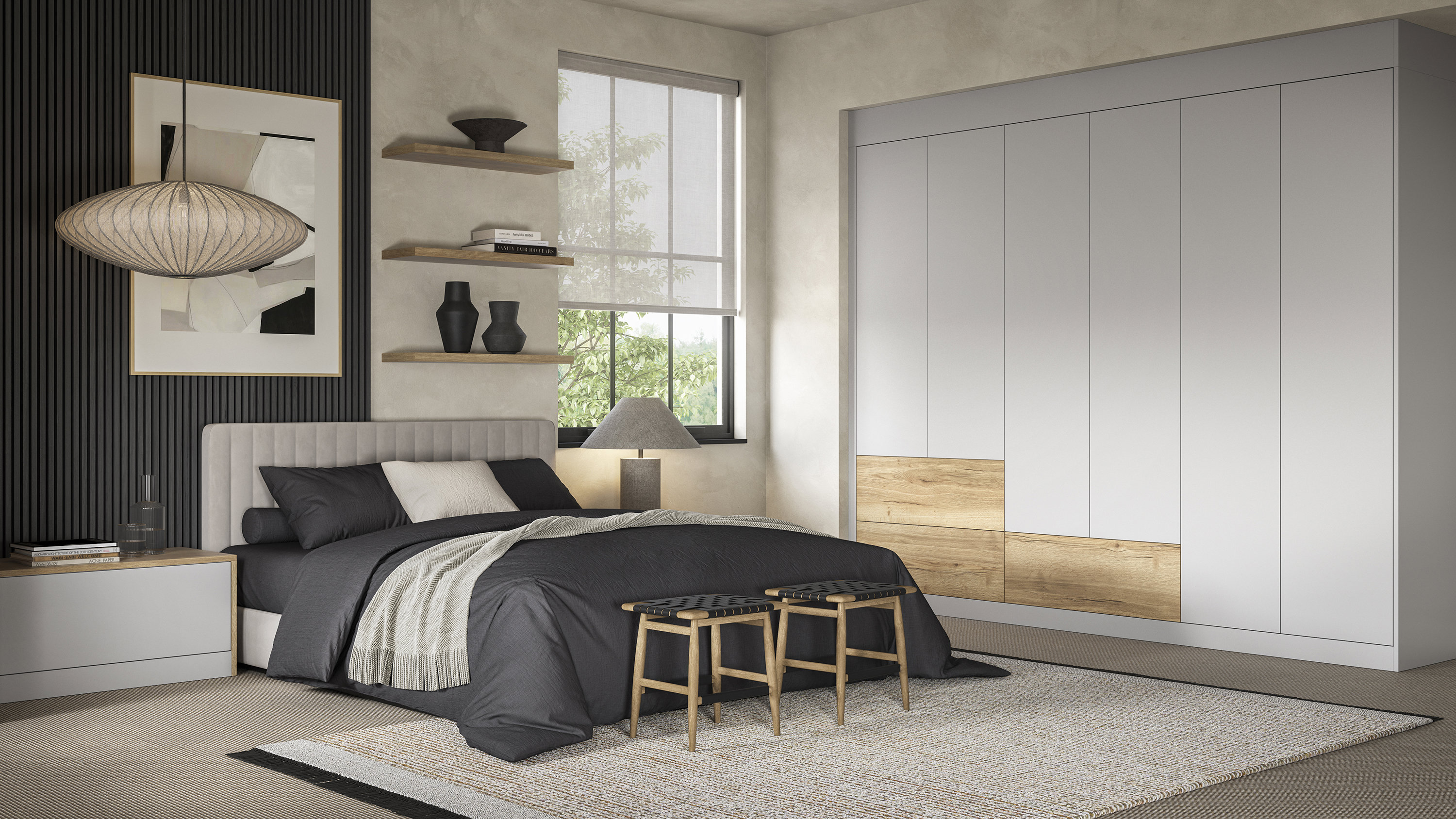 Aspen Tuscan Oak & Light Grey Fitted Bedroom