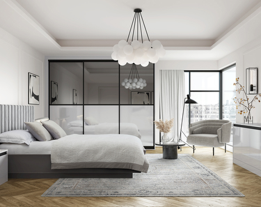 Sliding wardrobe doors in Light Grey & Grey Mirror