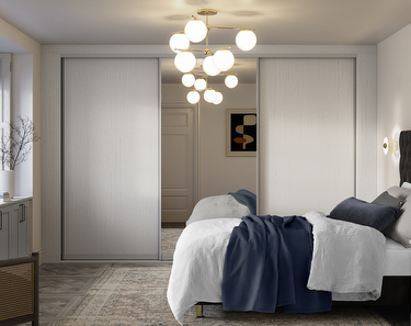 sliding wardrobe doors in White Ash & Silver Mirror