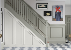 White matt shaker-style understairs storage