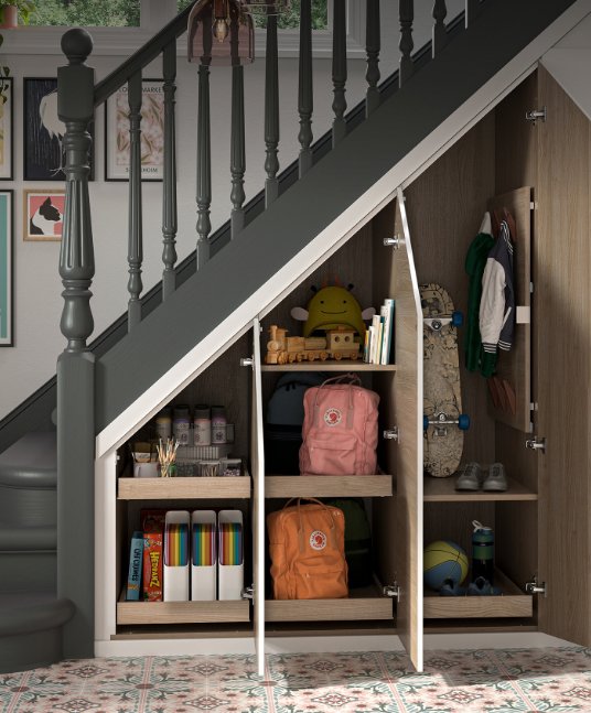 fitted wardrobe under the stairs