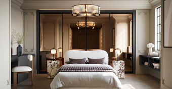 Luxurious sliding wardrobes bedroom.