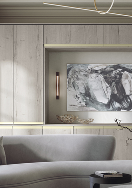 Linje driftwood fitted living room storage