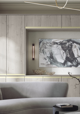 Linje driftwood fitted living room storage
